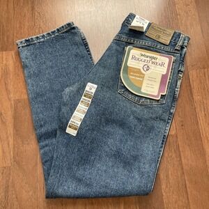 Wrangler Rugged Wear Relaxed Fit Straight Jeans Men 30x30 Blue NWT Made In USA